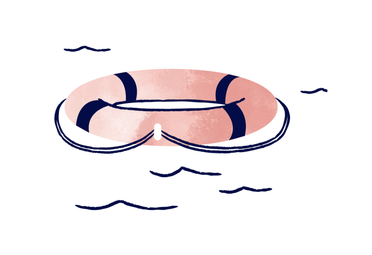 An illustration of a life-saver, or floatation device. This is to signify the help small business users receive from reseller partners who help keep them "above water" with website maintenance with a "do-it-with-me approach" compared to a DIY approach.