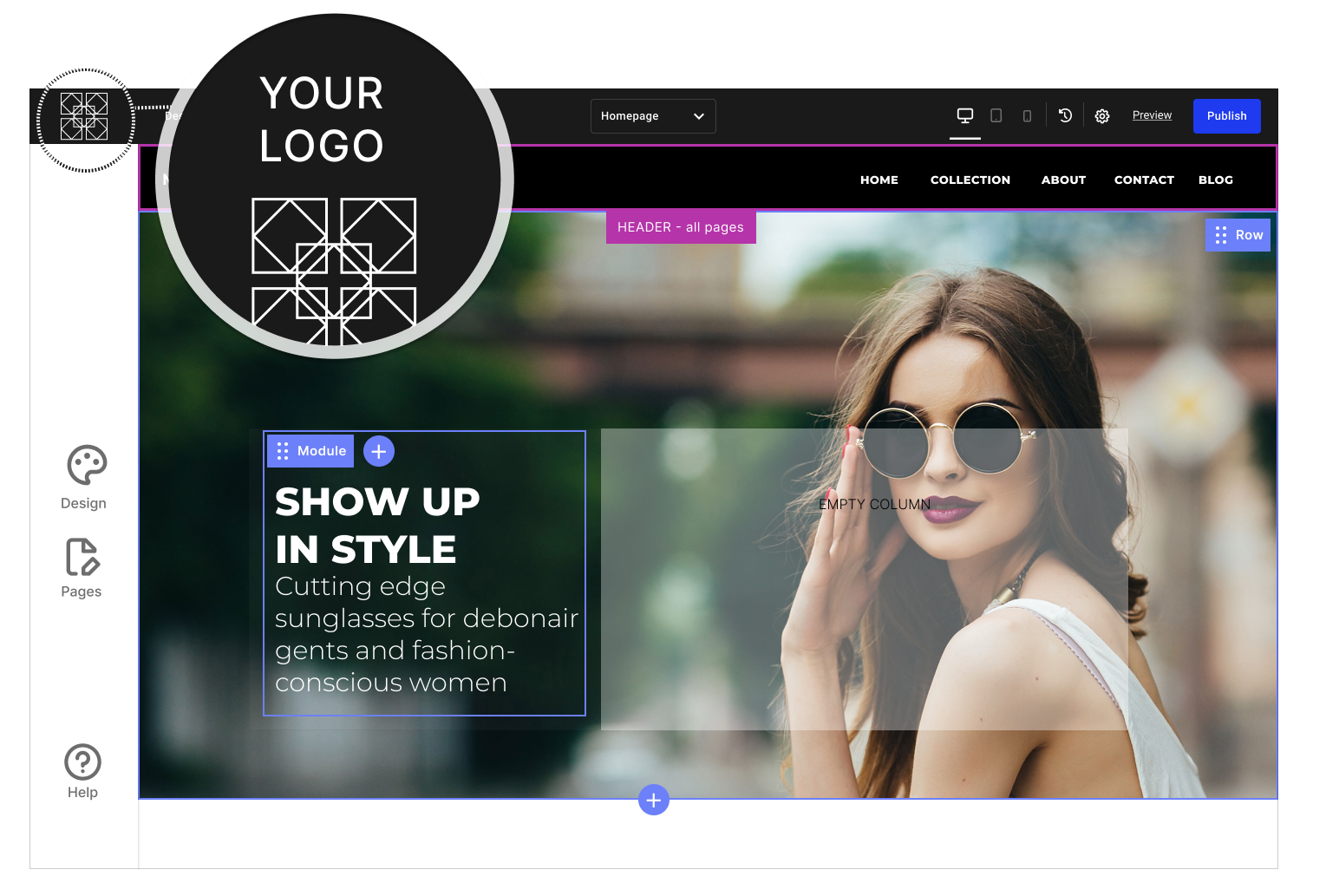 A screenshot showing the Mono white label website builder