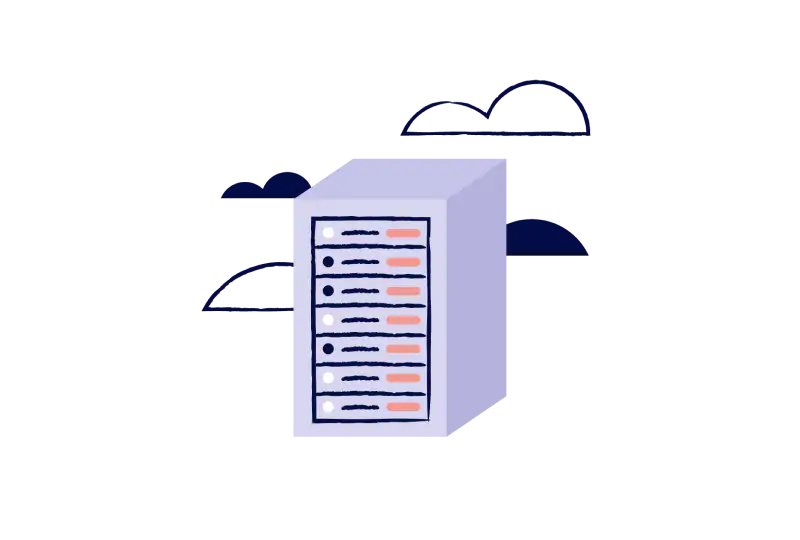 Image: Illustration of a server and clouds