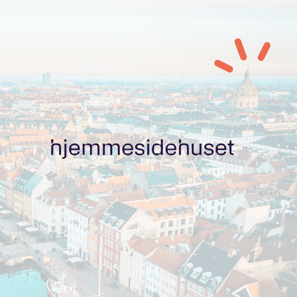 Hjemmesidehuset logo overlaid a view of Copenhagen