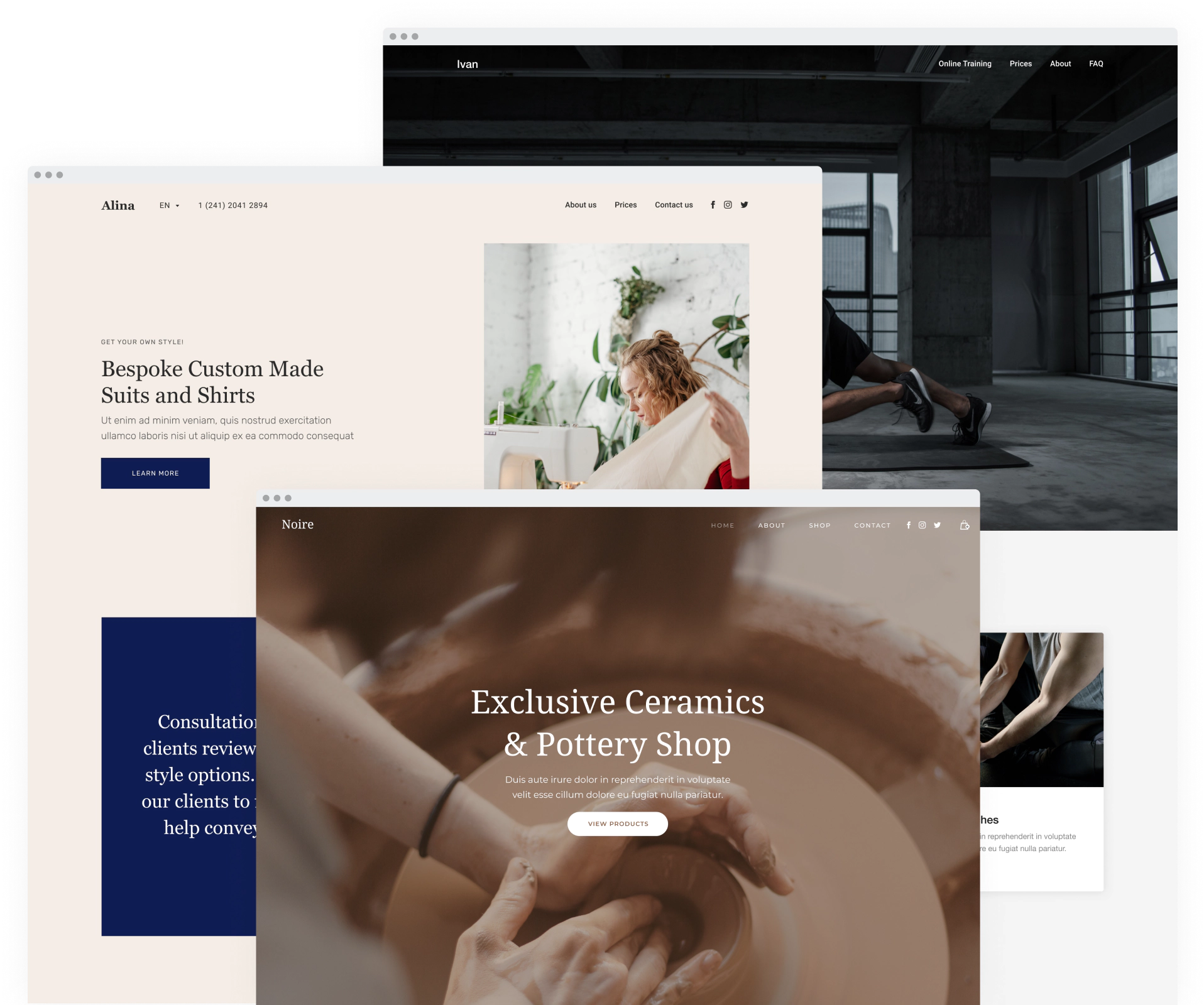 Different website templates