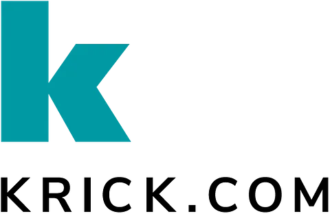 Krick's logo overlaid a photo of a hand operating a smartphone