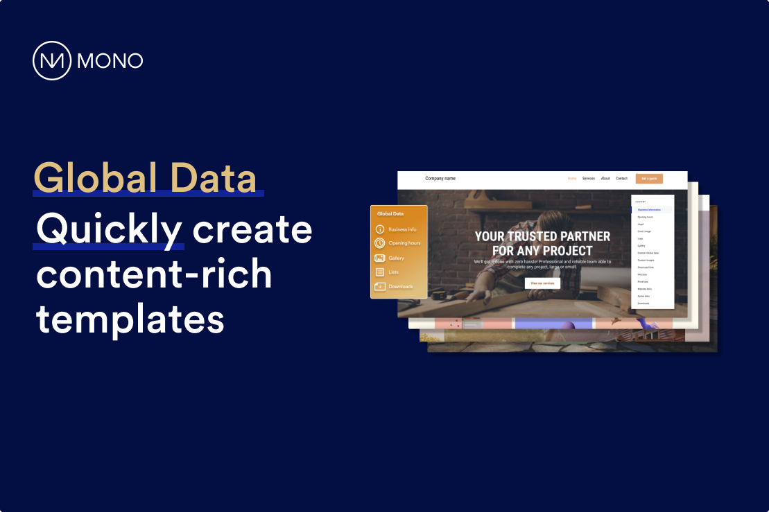 Global data: Quickly create content-rich templates