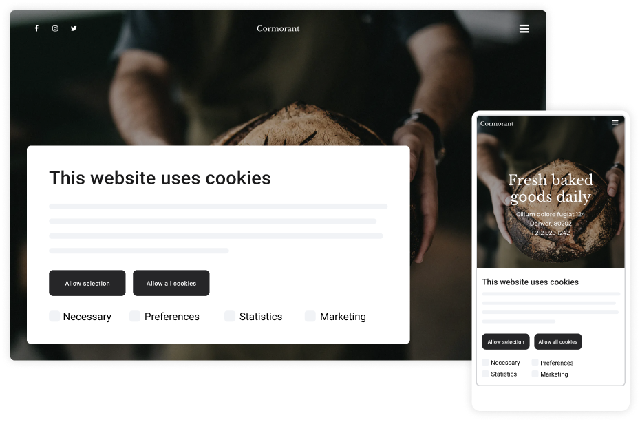 Mono Cookie Consent - Desktop and mobile