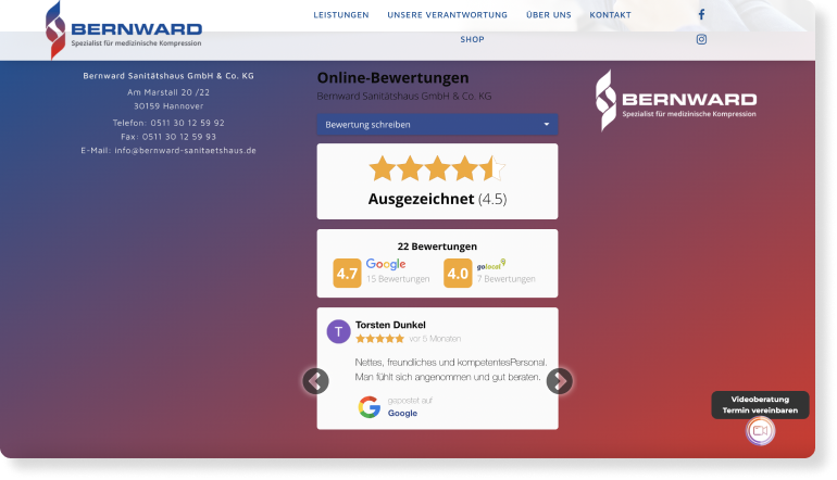 Mono Best Website Competition 2022 - Building Trust - Bernward - Reviews in footer